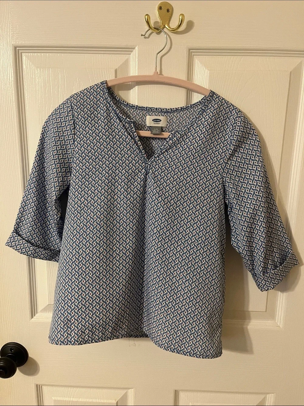 Old Navy Blue Geo-Print Girls Top